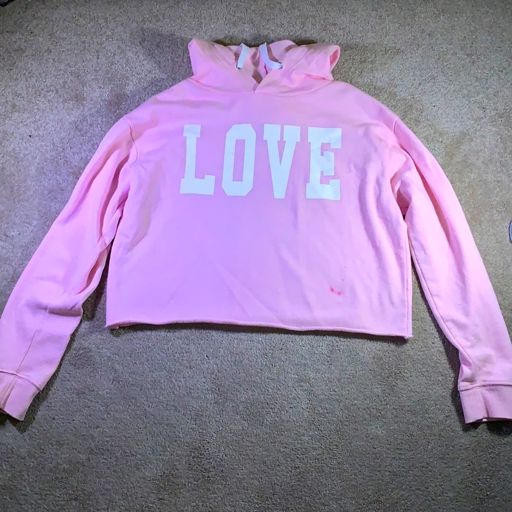 Pink Sweater Crop Top “Love”